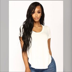 White Short Sleeve Asymmetrical Top